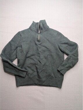 Christian Lacroix Sweater boys M Green Merino Wool 1/4 Zip Mock Neck Pullover